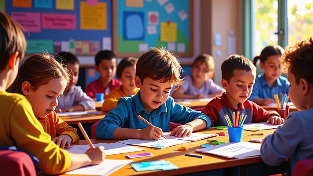 교실에서 공부하는 아이들