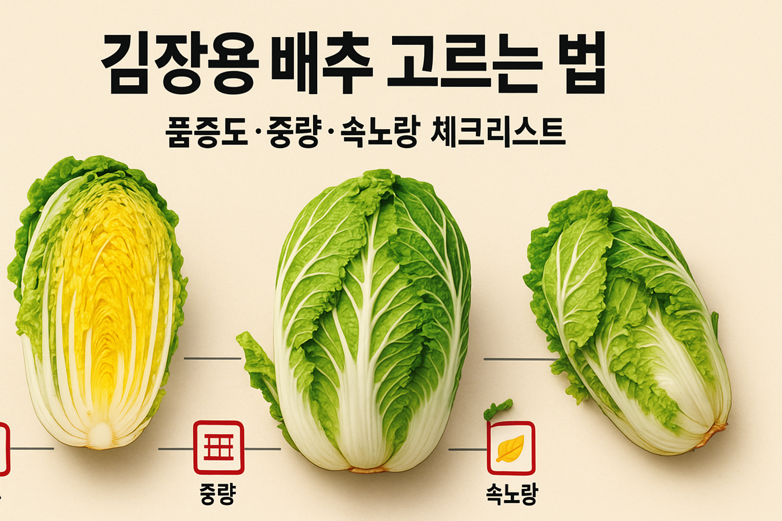 김장용 배추 고르는 법 체크리스트 인포그래픽