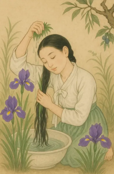 창포-머리감기-여자-한복