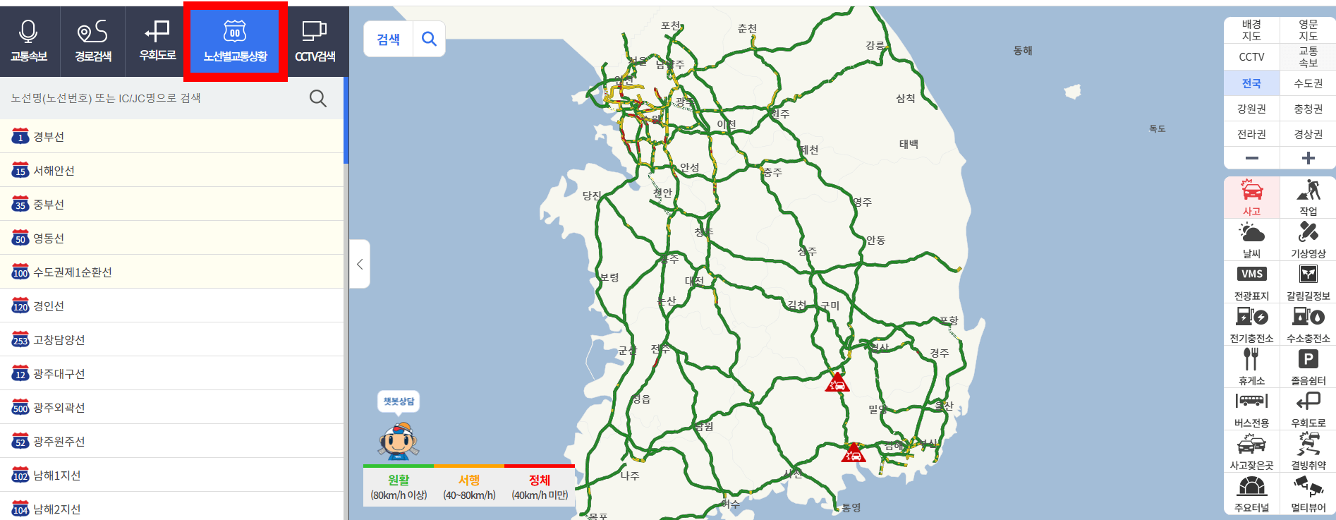 경부고속도로 CCTV 실시간 교통상황 확인방법