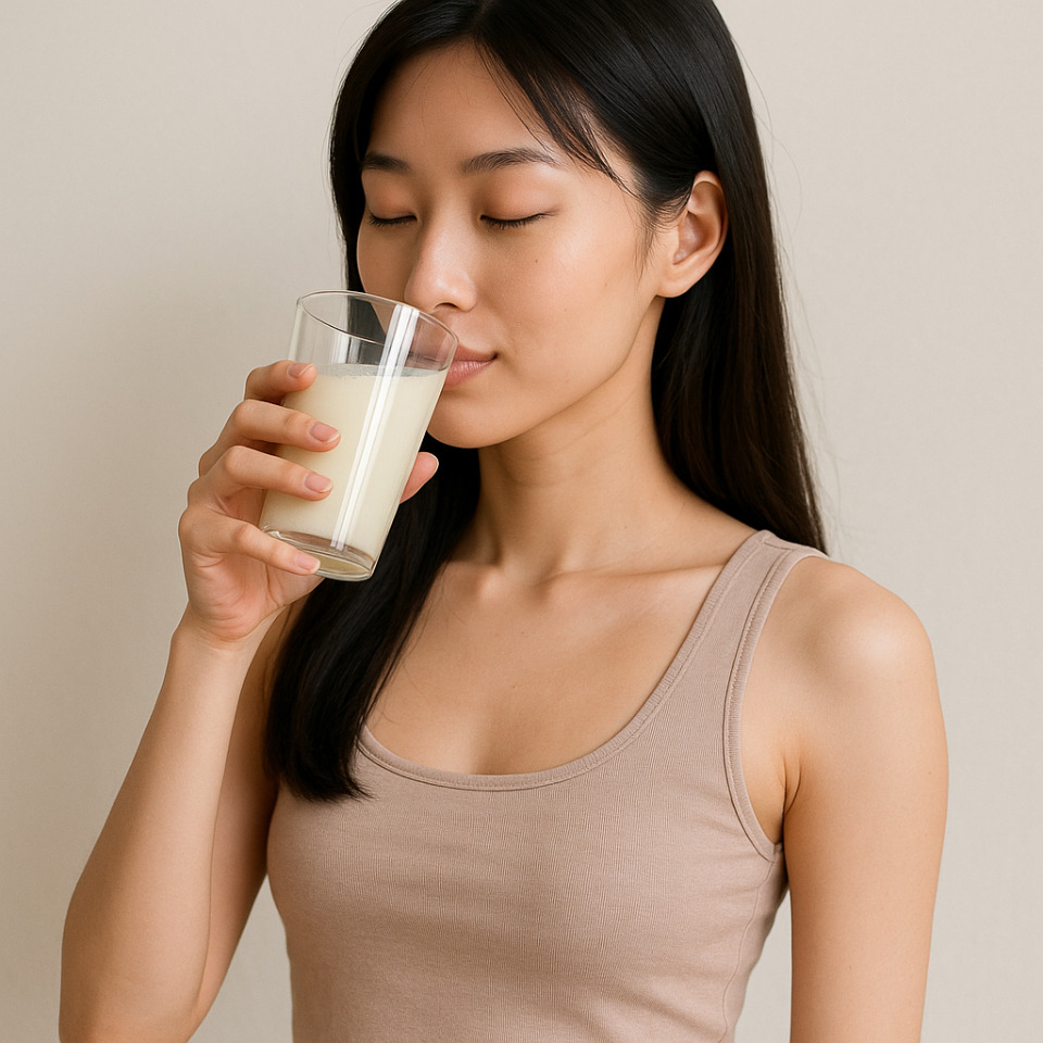 두유 다이어트로 두유를 마시고 있는 여인