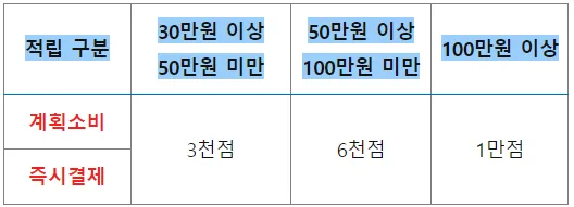 소비 관리 보너스 적립, 월 통합 적립한도