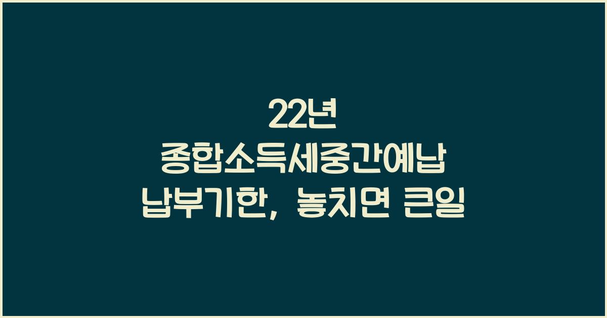 22년 종합소득세중간예납 납부기한
