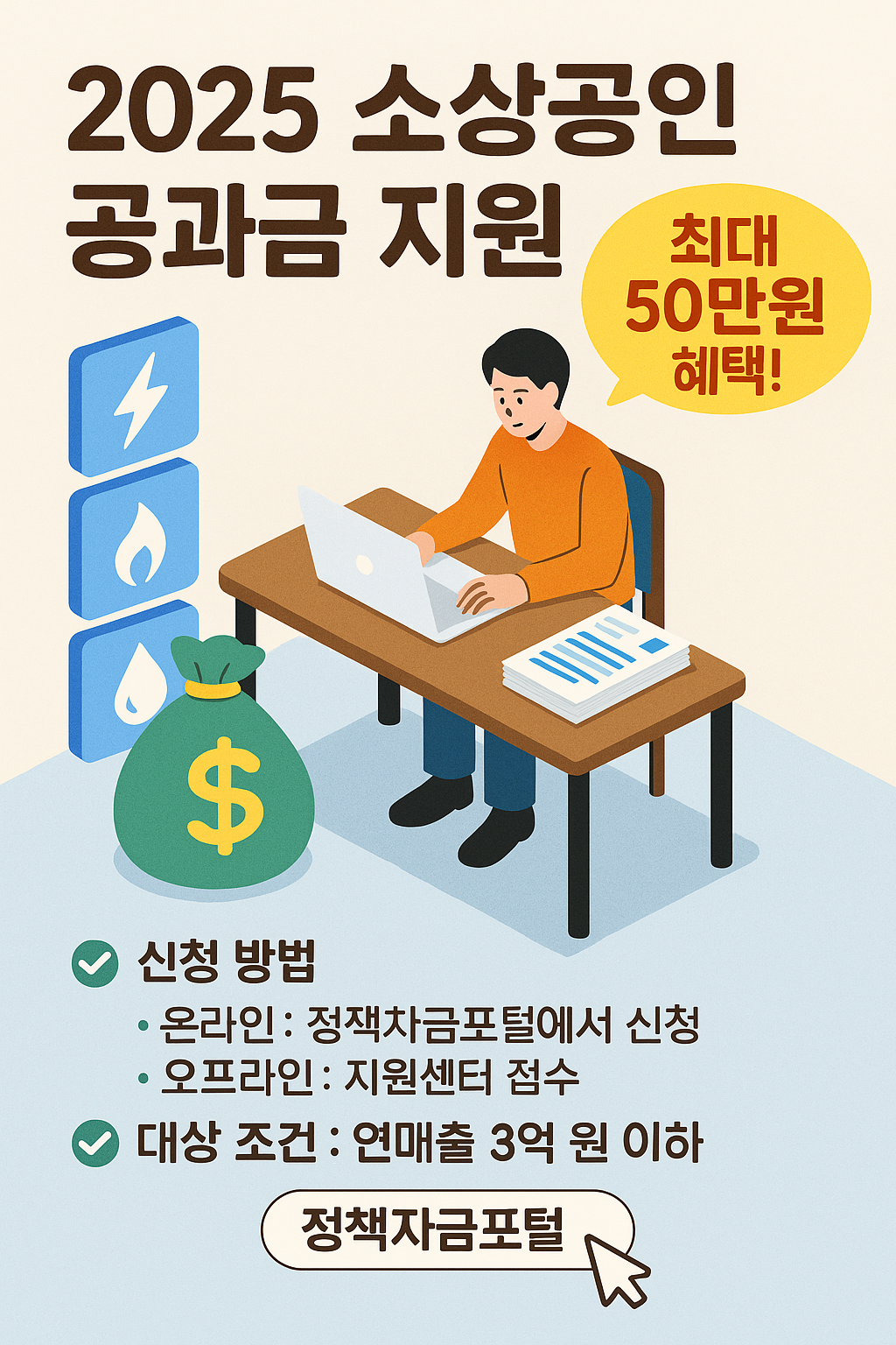 2025 소상공인 공과금 지원 📌 최대 50만원 혜택!