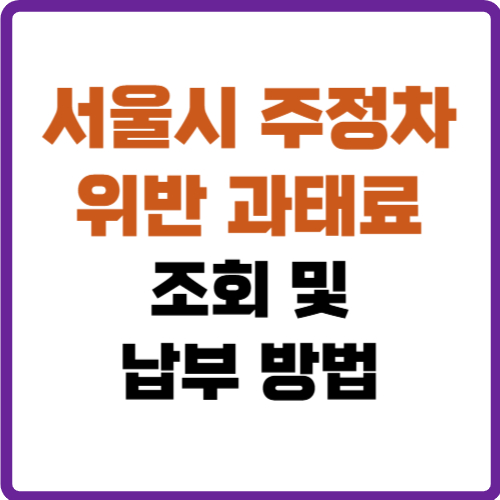 서울시 주정차 위반 과태료 조회