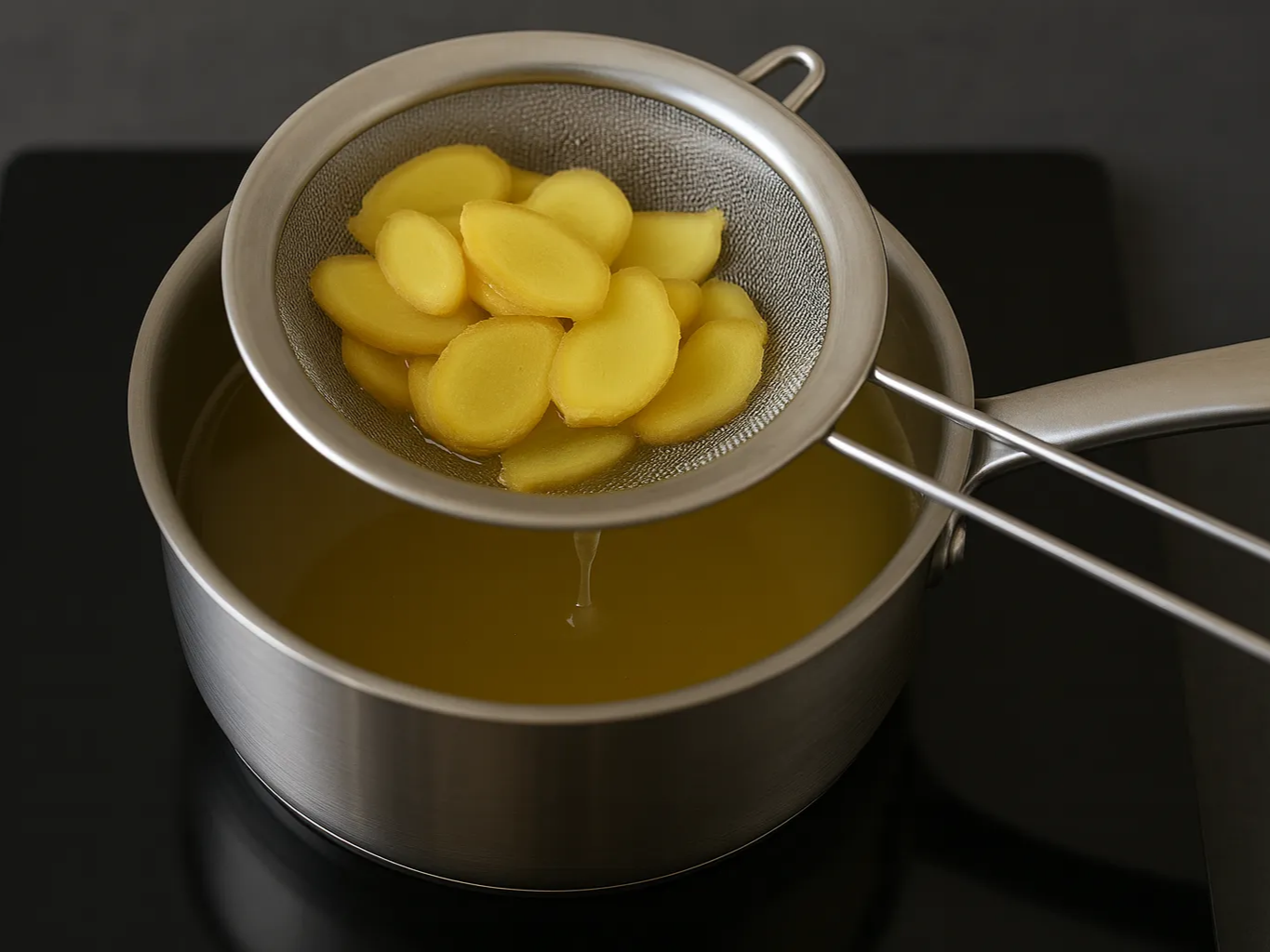 생강 물에서 건져내는 모습