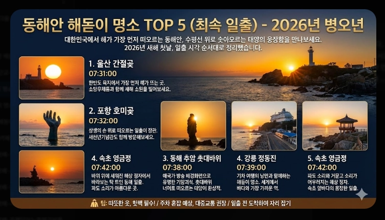 2026 해돋이 명소 지역별 완벽정리