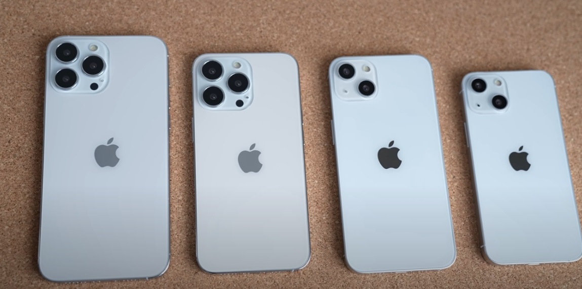 왼쪽부터 13프로맥스, 13프로, 13, 13미니 (출처 맥루머)