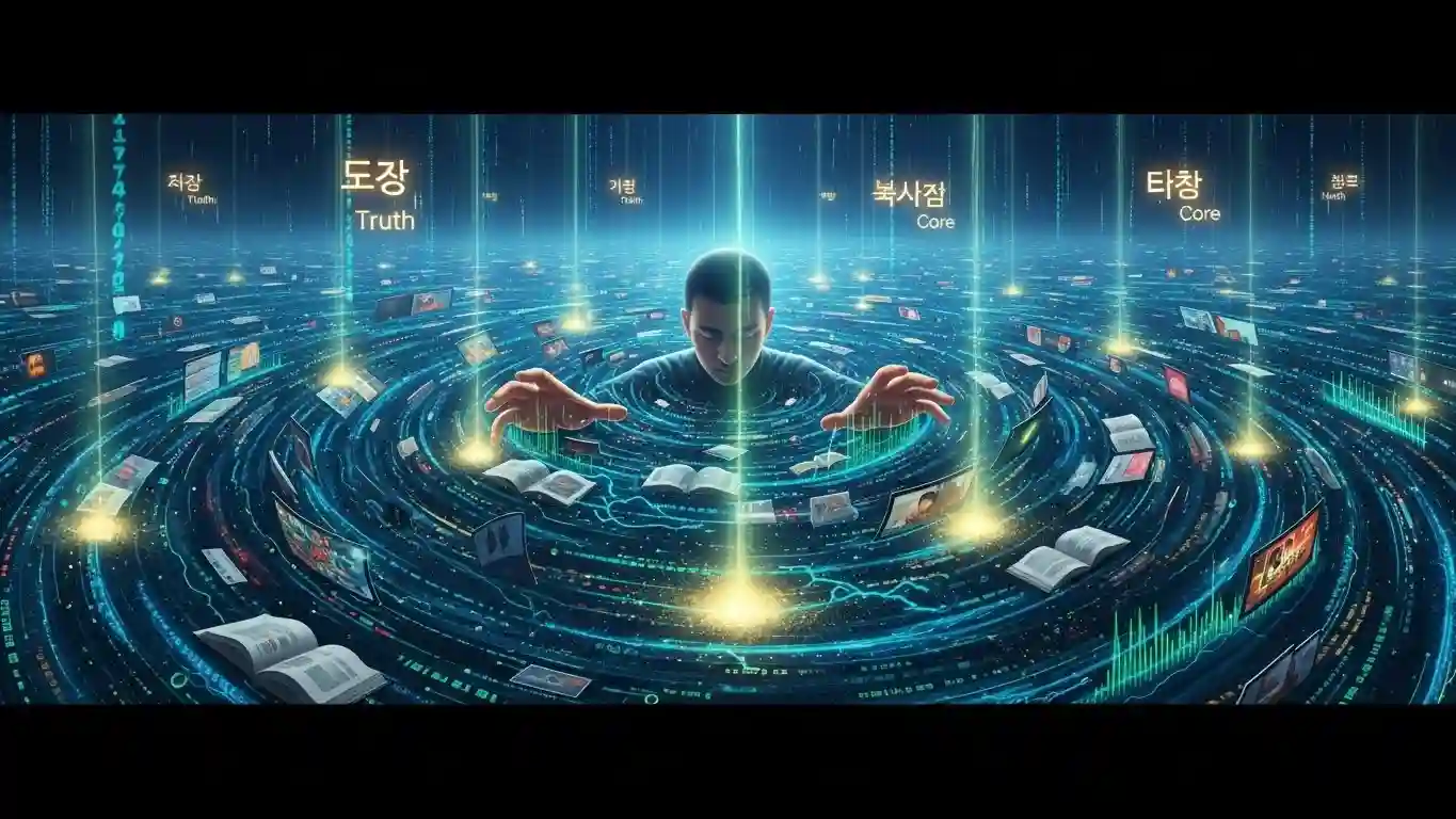 <img src="endless_information_ocean_discern_truth_and_core_survival_skill.webp" alt="끝없는 정보의 바다 속에서 진실과 핵심을 가려내는 생존 기술을 표현한 이미지 입니다">