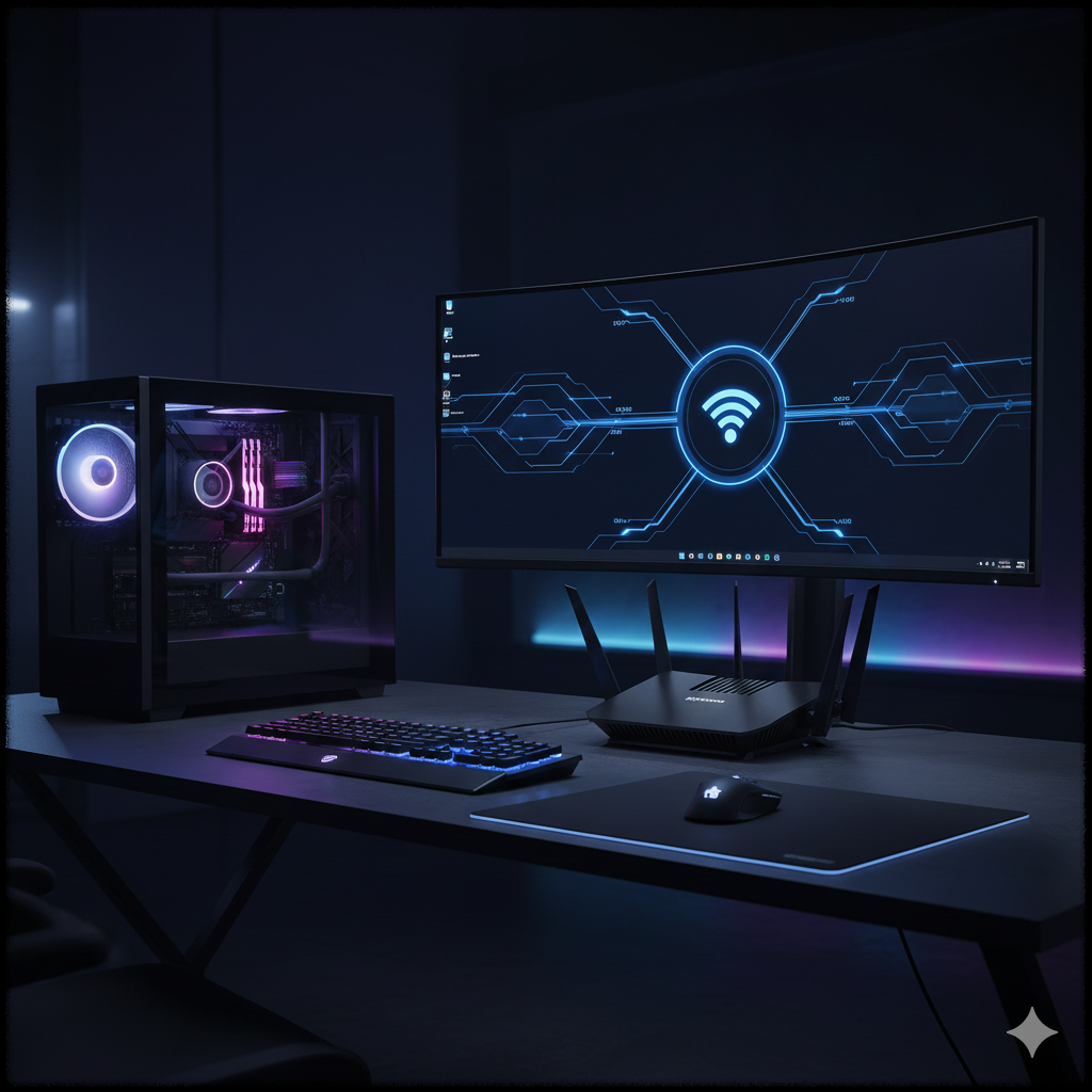 Wi-Fi 7과 MLO 기술을 사용하는 윈도우 11 고성능 게이밍 네트워크 환경
