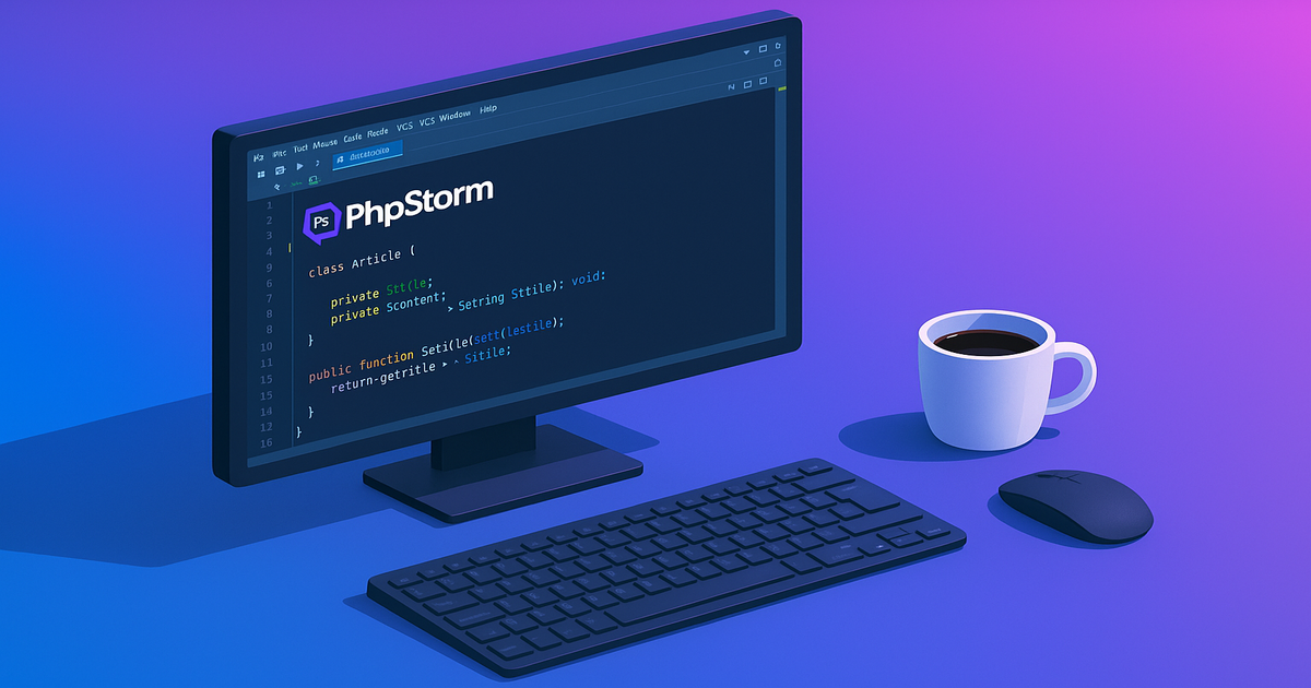 PhpStorm PHP IDE 개발 환경 - 코드 편집기에서 문법 강조 표시와 다크 테마를 사용하는 전문 개발자 작업 공간