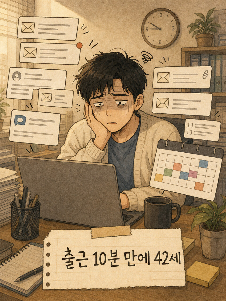 출근 10분 만에 42세가 되는 장면