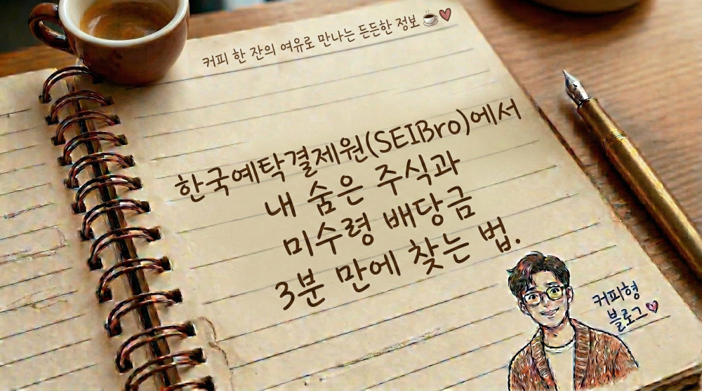 한국예탁결제원 SEIBro에서 3분 만에 찾는 법 커피형 블로그 이미지