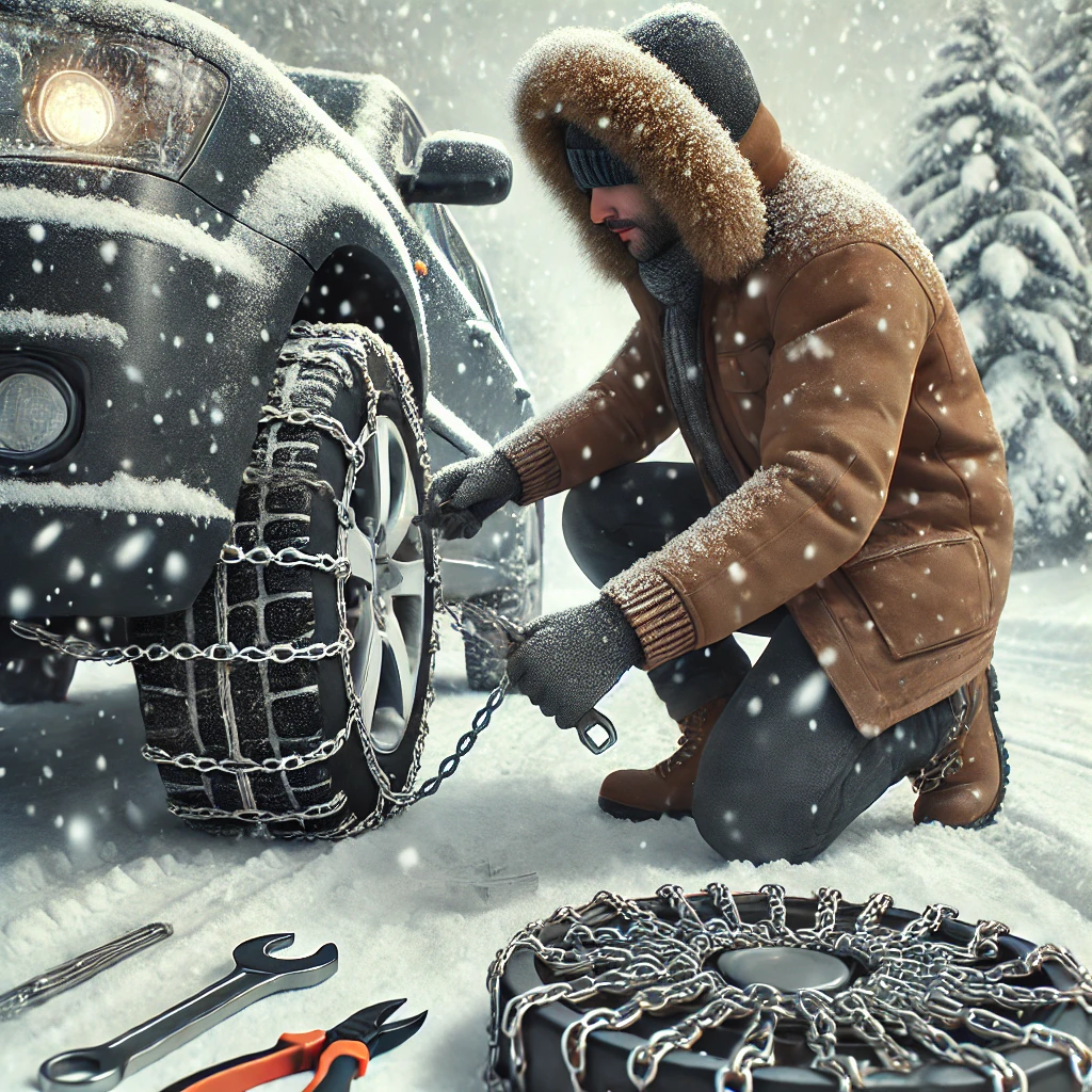 스노우 체인 및 겨울용 타이어 사용하기