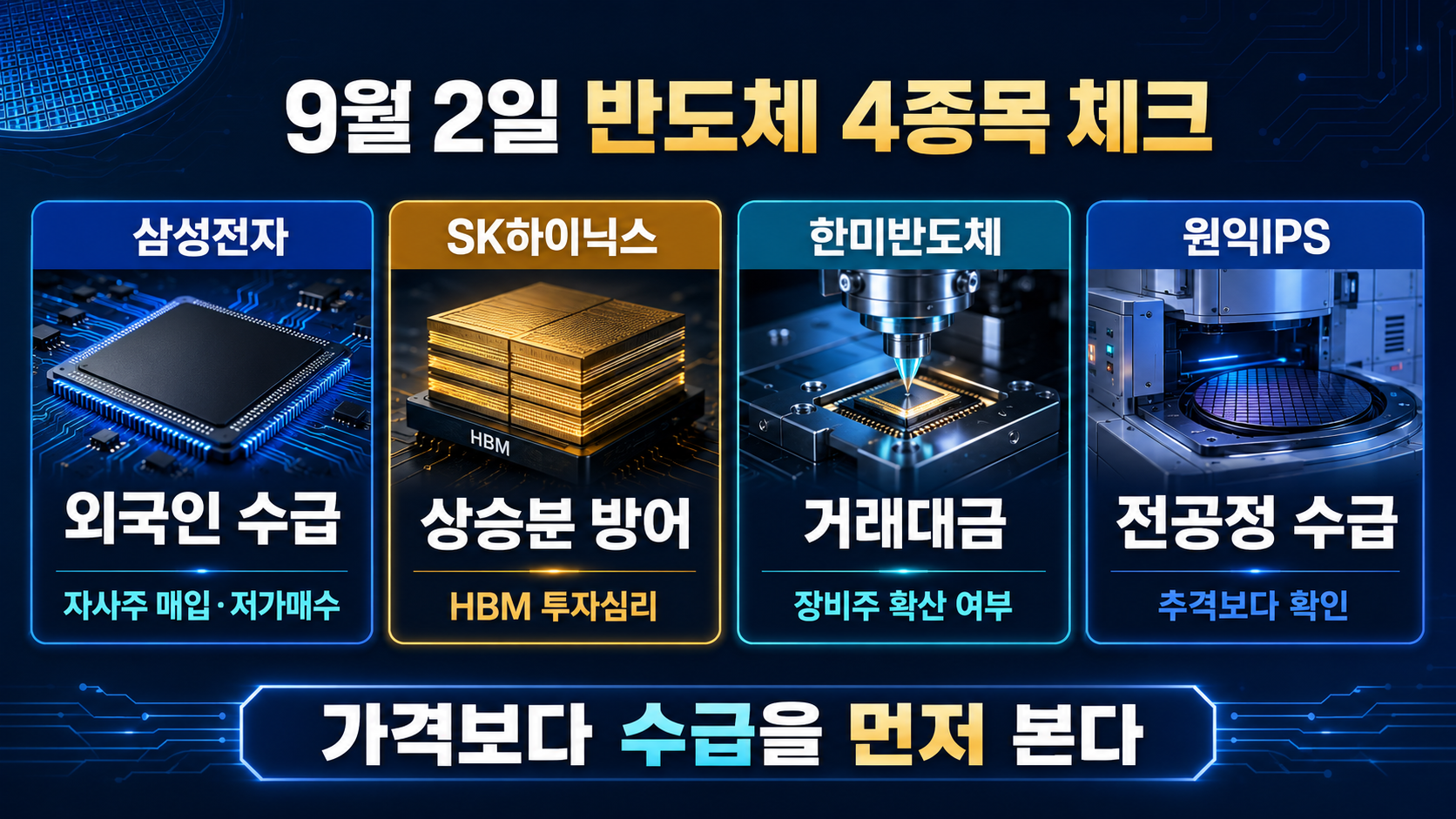 9월 2일 삼성전자 SK하이닉스 한미반도체 원익IPS 외국인 수급