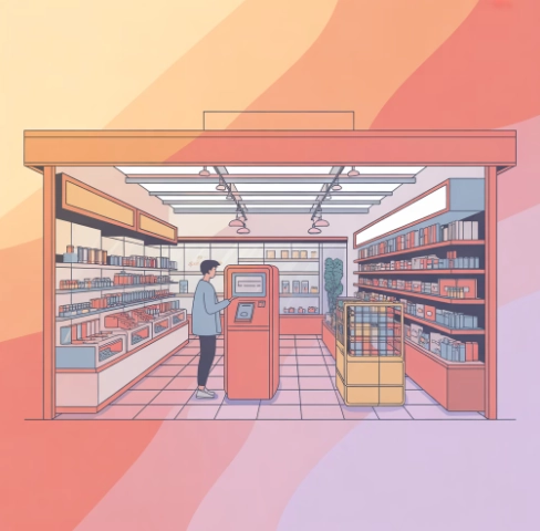 무인 매장 예시 일러스트
