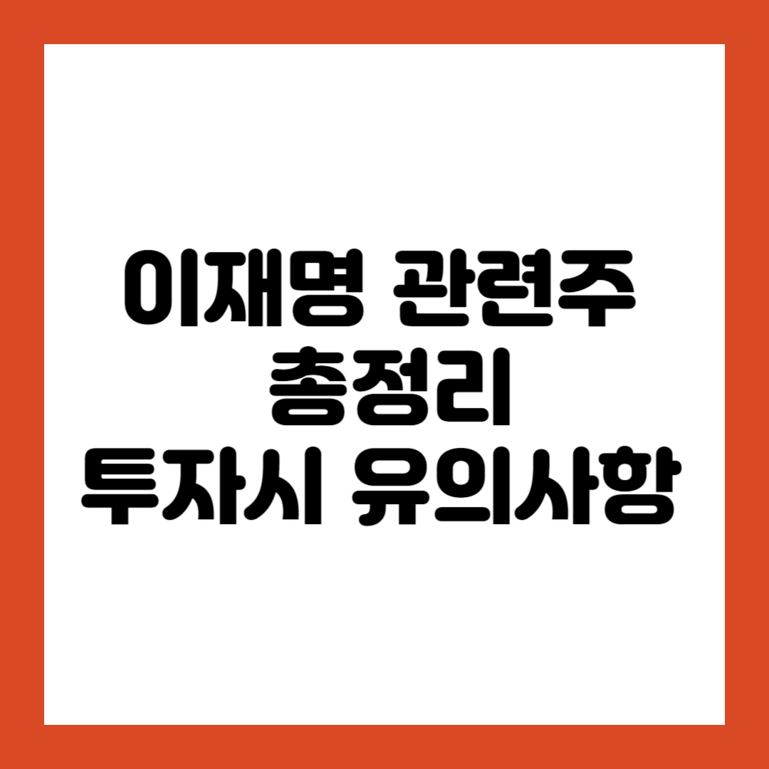 이재명 관련주 총정리 투자시 유의사항