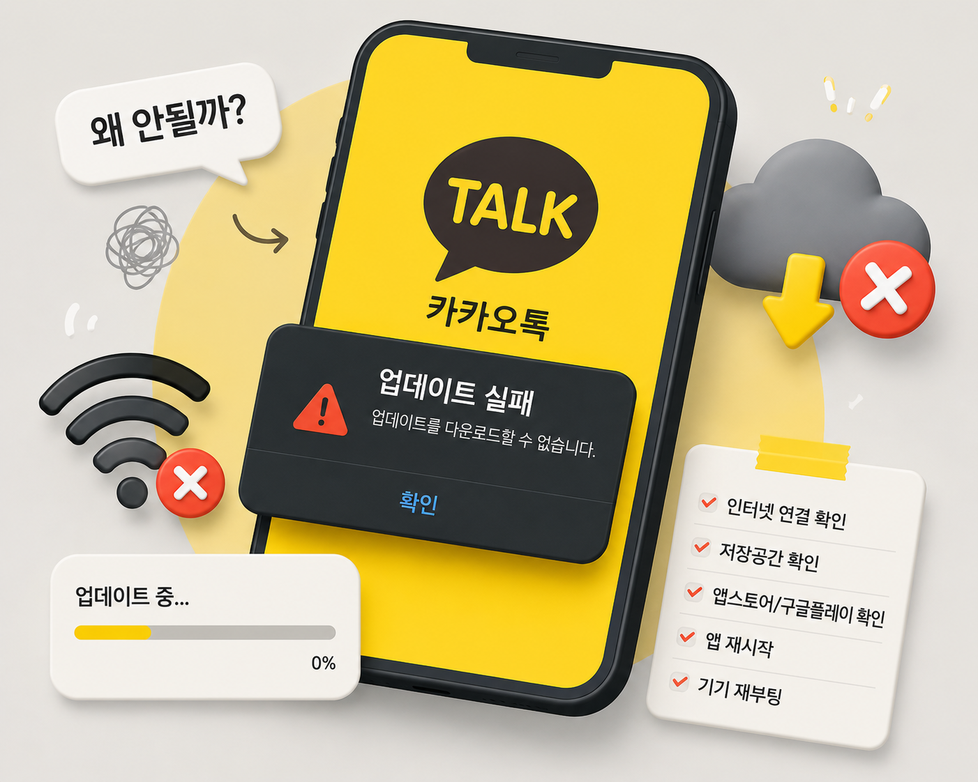 카카오톡 업데이트 안됨 해결방법 총정리