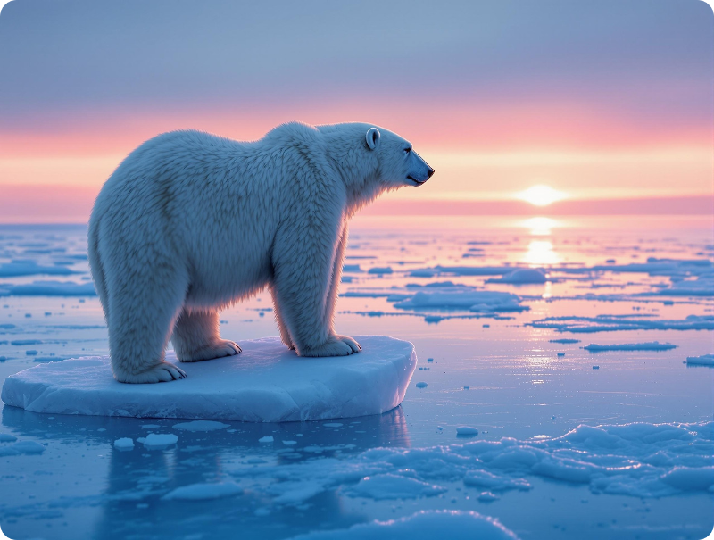 서식지 위협을 받는 북극곰의 모습