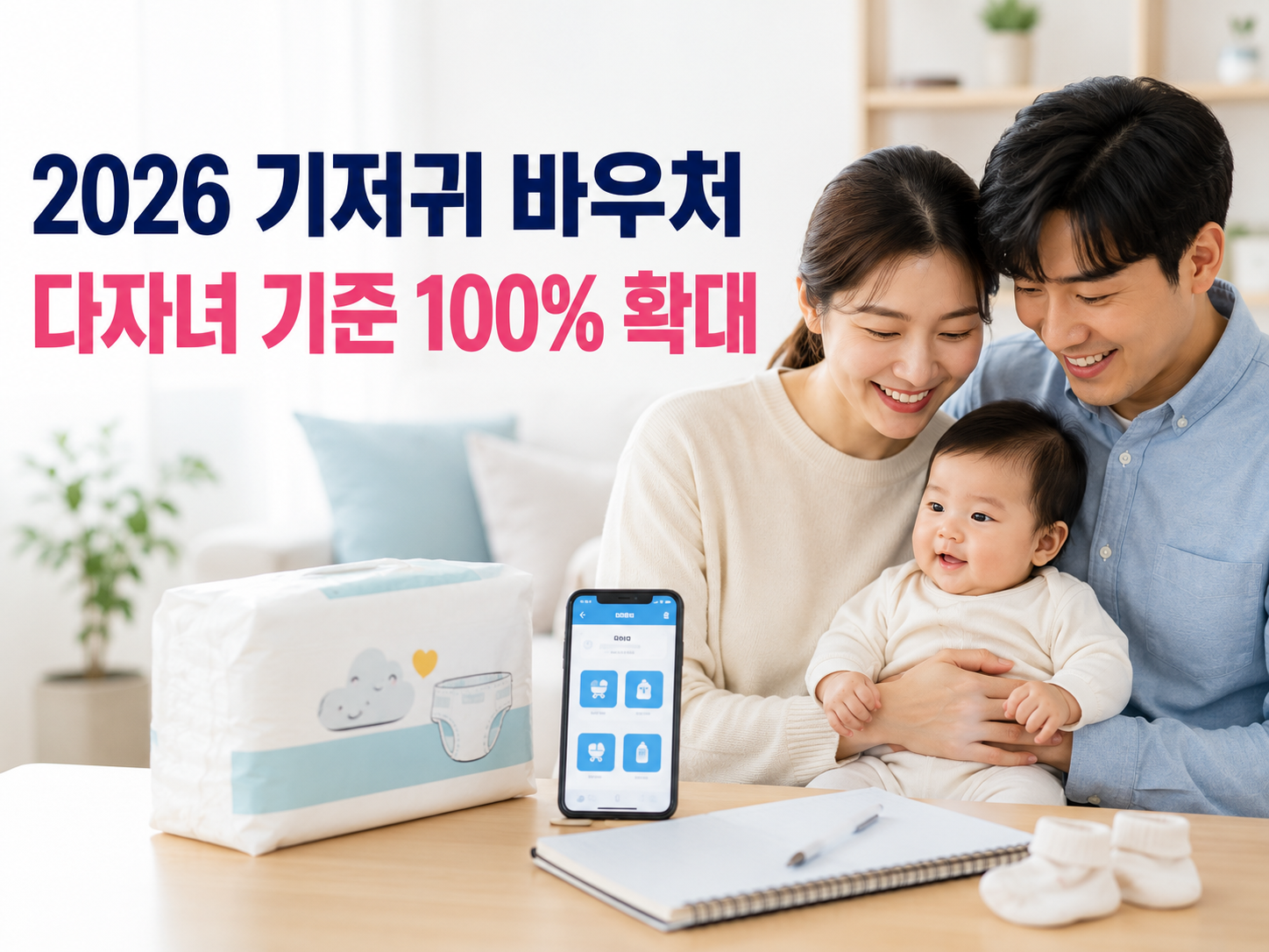 2026 기저귀 바우처 다자녀가구 소득기준 100% 확대