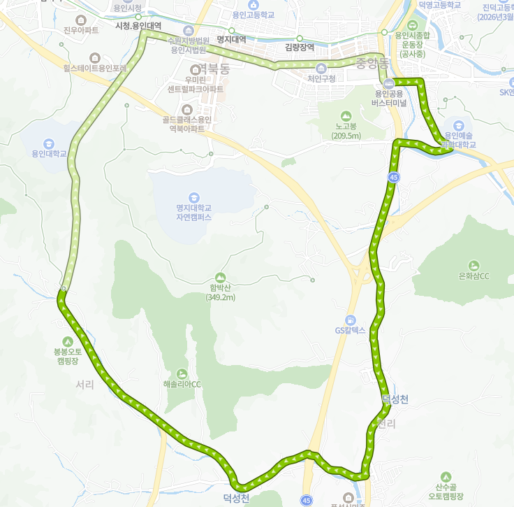 용인-93번-버스-노선-지도