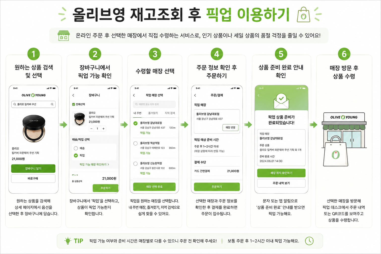 올리브영 재고조회 후 픽업 이용하기