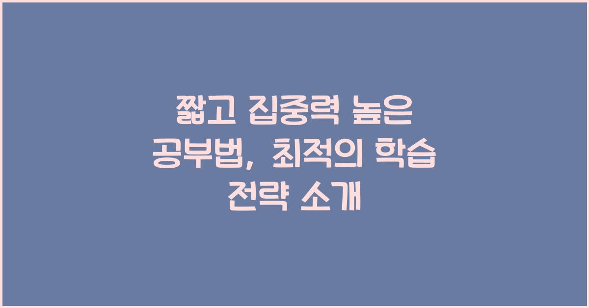 짧고 집중력 높은 공부법
