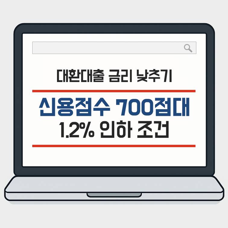 대환대출 금리 낮추기 신용점수 700점대 1.2% 인하 조건 대표 썸네일