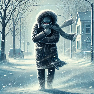 강추위-웅크리고있는사람-눈보라