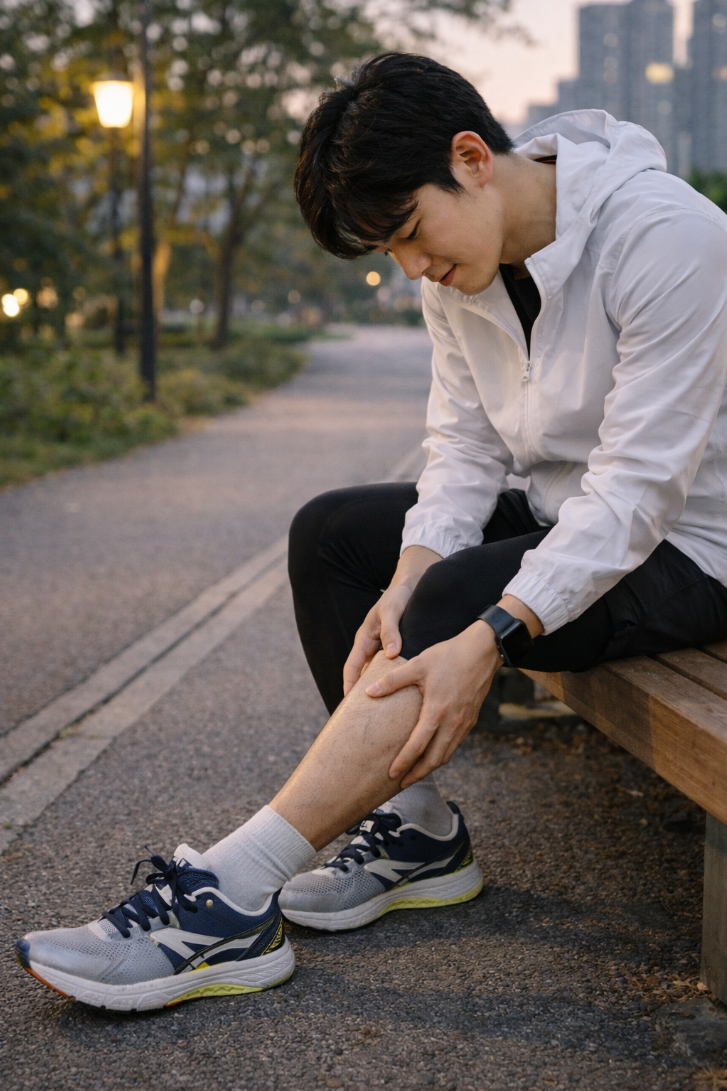 러닝 후 종아리 피로를 느끼는 초보 러너