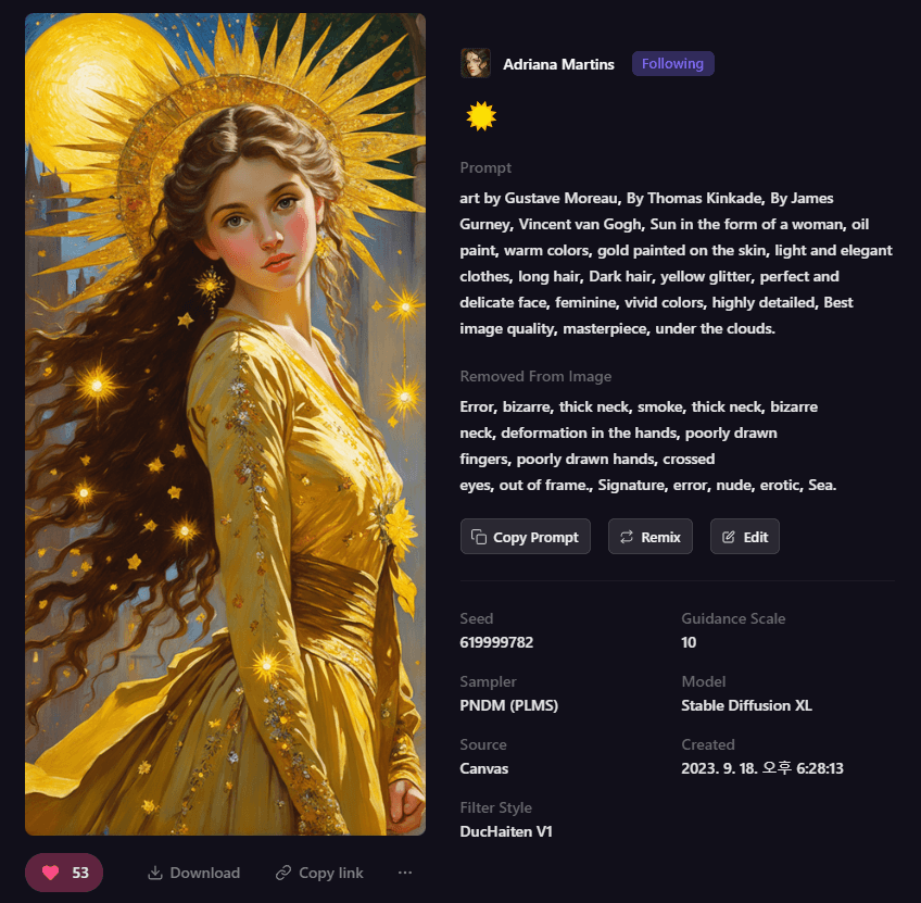 Playground AI 그림 - 태양의 여인
