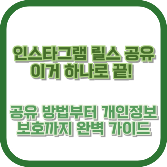 인스타그램 릴스 공유, 이거 하나로 끝! 공유 방법부터 개인정보 보호까지 완벽 가이드