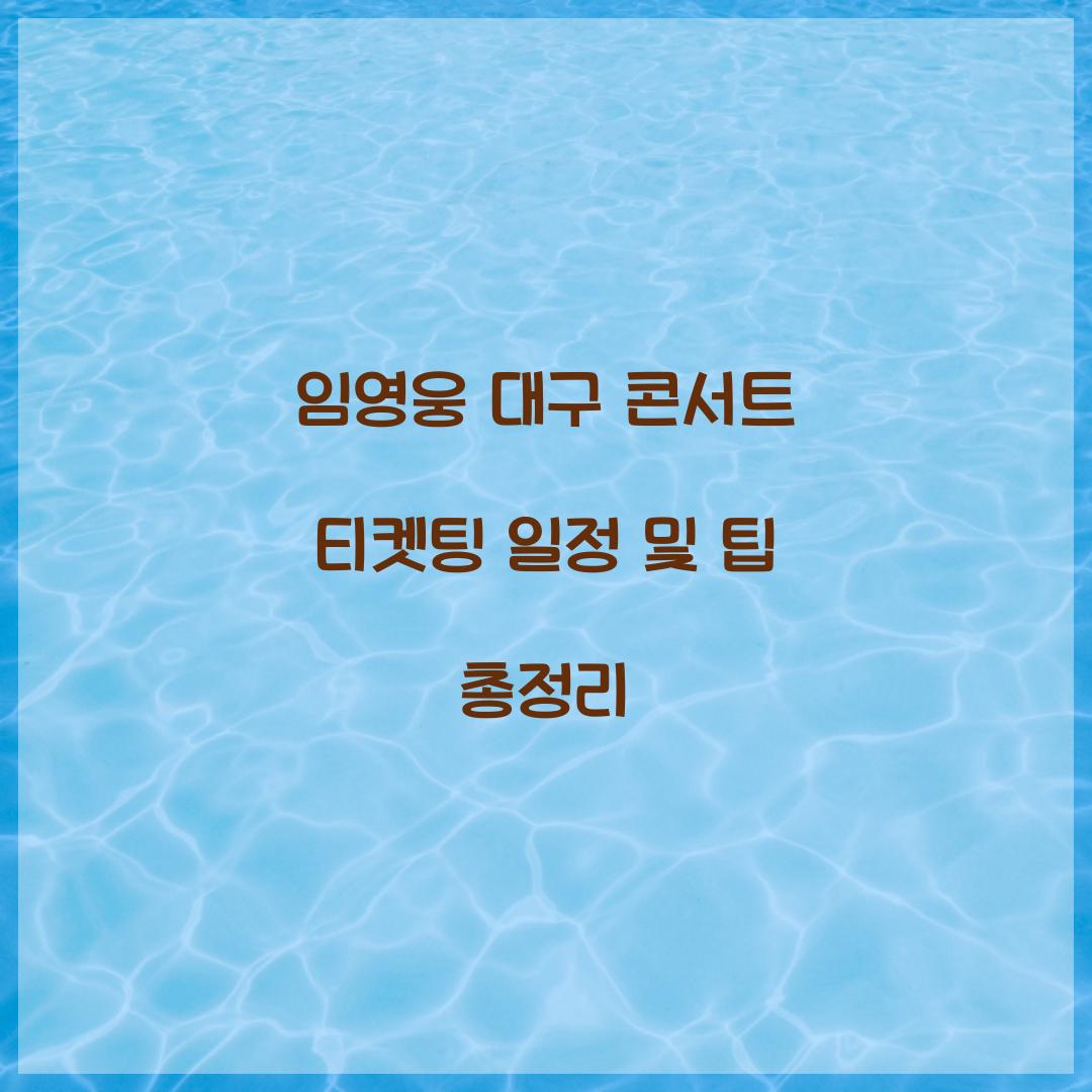 임영웅 대구 콘서트 티켓팅