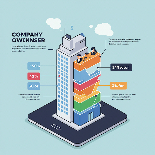 주식 소유권 설명 그래픽 (회사 건물 분할)