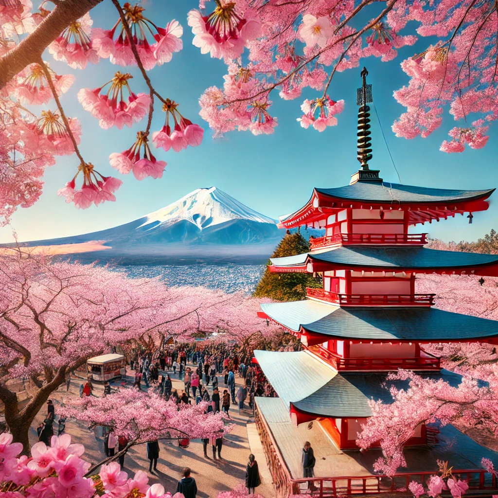 벗꽃이 만개한 일본