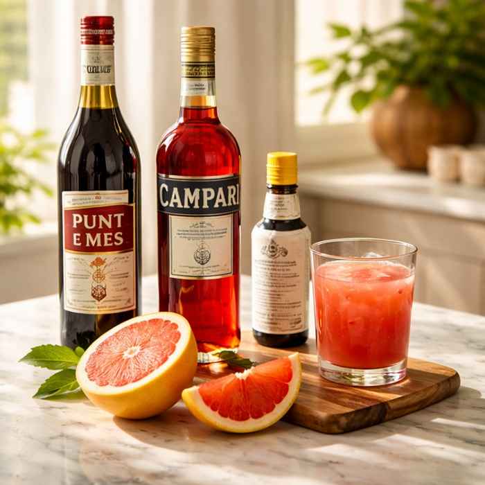 지오바니 칵테일 재료 - 이탈리안 스위트 베르무트, 캄파리와 자몽 주스