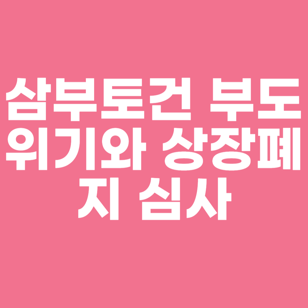 삼부토건 부도 위기와 상장폐지 심사