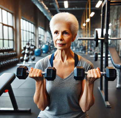 노인 아령운동 모습