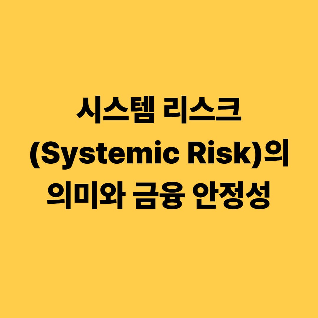 시스템 리스크(Systemic Risk)의 의미와 금융 안정성