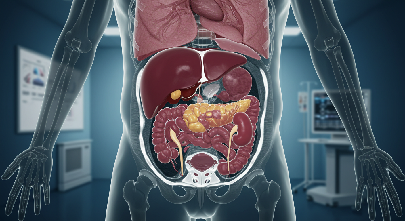 명치 통증과 관련된 CT 검사 영역
