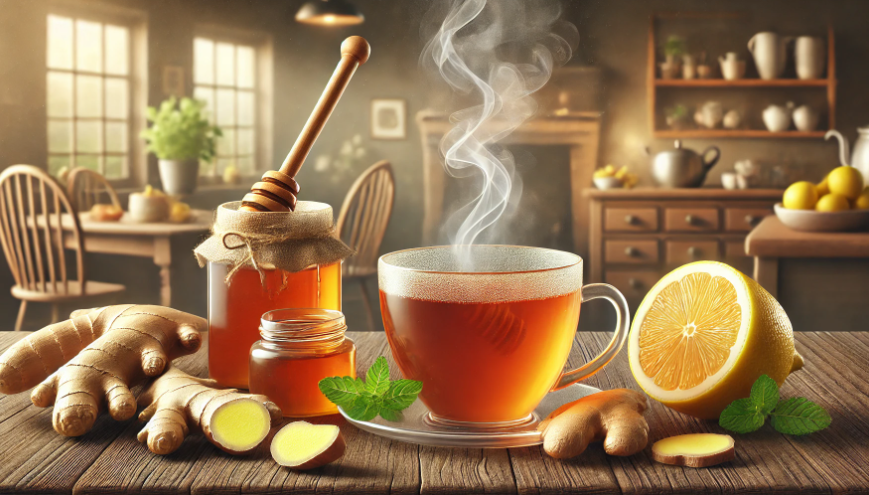 기침에 좋은 차를 알려주는 그림