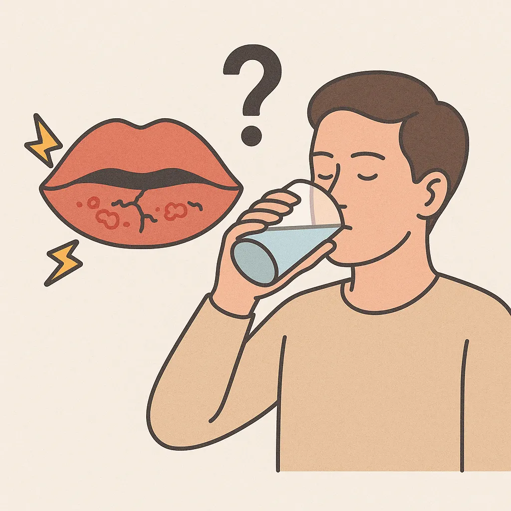 입술이-자주-부르트는-의외의-원인을-표현한-일러스트-이미지로-갈라진-입술과-수분-섭취의-연관성을-상징적으로-묘사