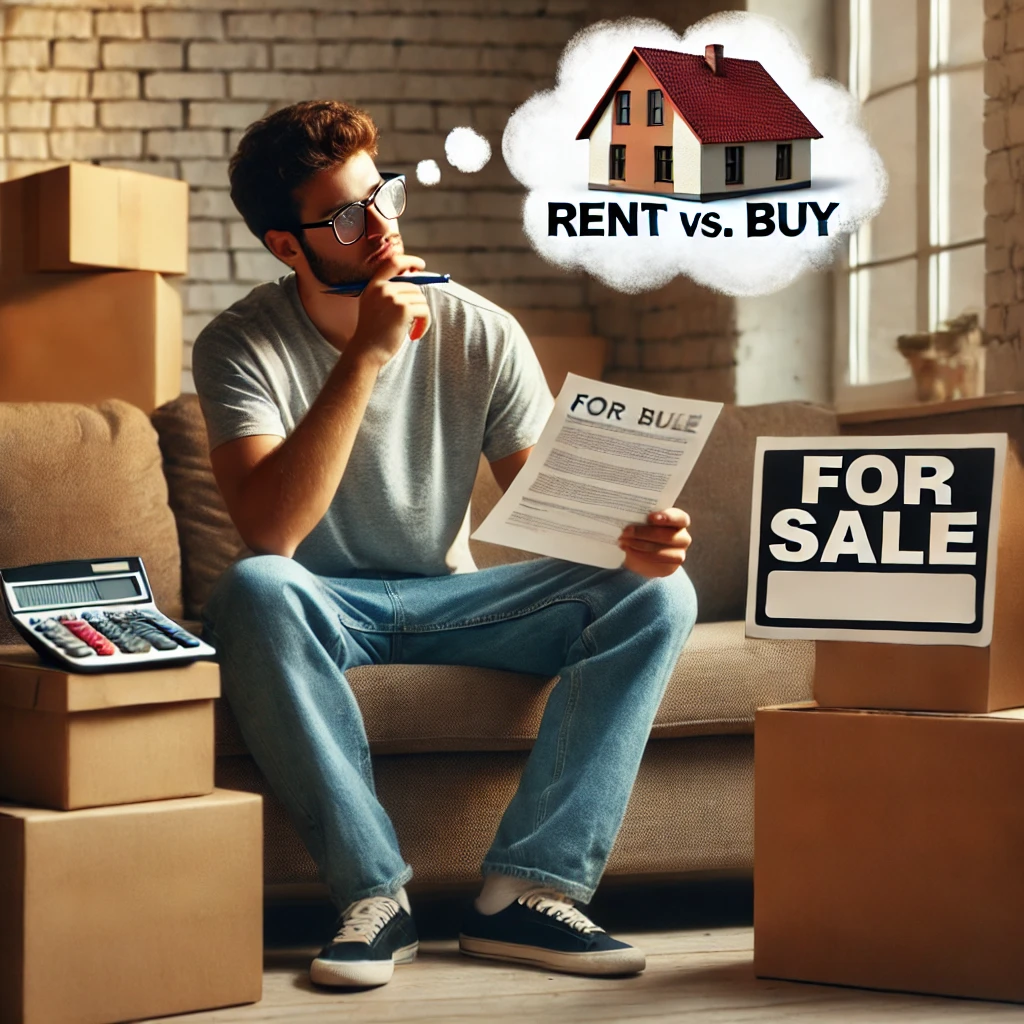 이사를 앞두고 전세,월세를 고민하는 사람의 모습