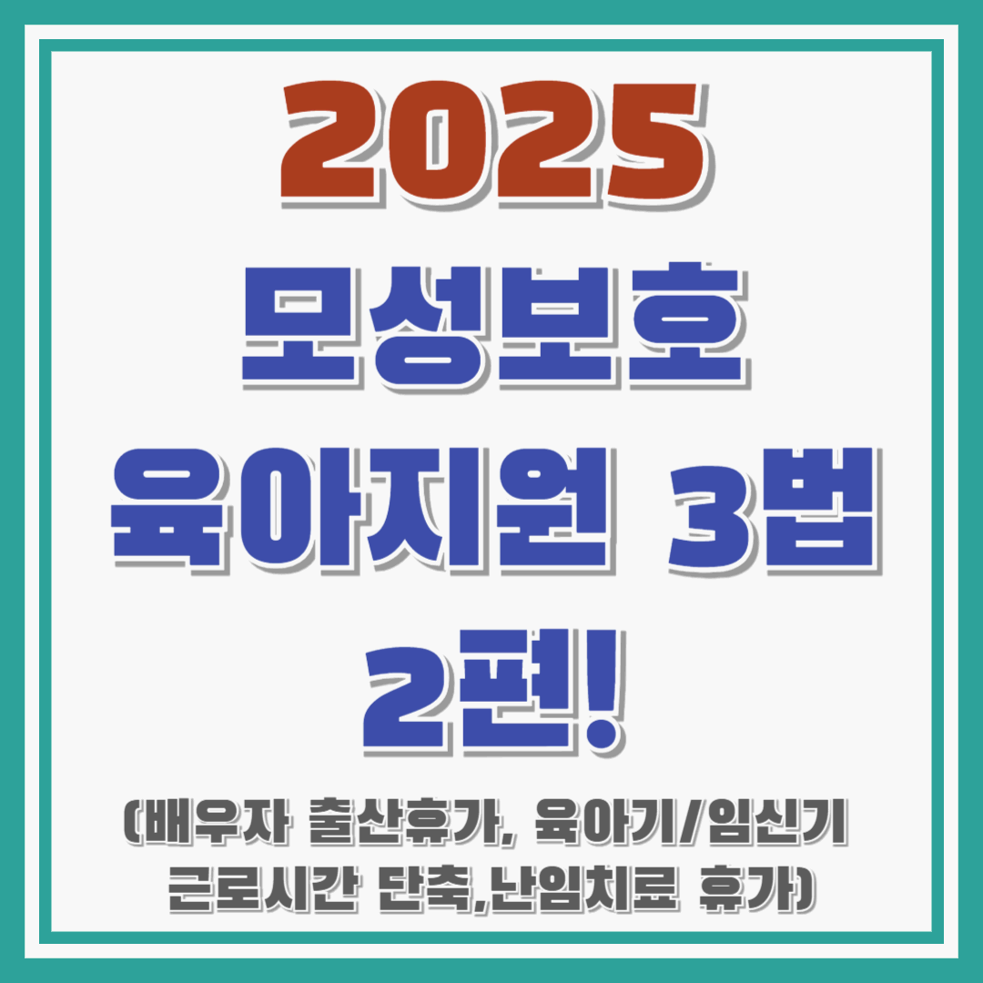 2025년 바뀌는 모성보호 육아지원 3법 - 2편! : 배우자 출산휴가/육아기 및 임신기 근로시간 단축/난임치료 휴가