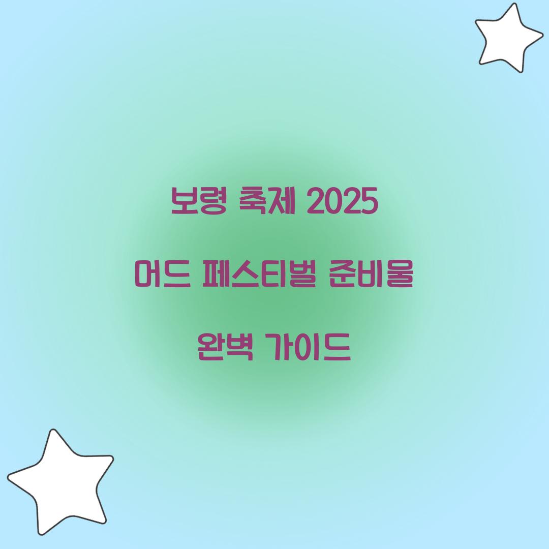 보령 축제 2025 머드 페스티벌