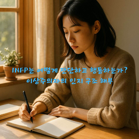 INFP, MBTI 성격 유형, 이상주의 성향, 감정 중심 판단, 내향 감정, 
외향 직관, 감성 행동, 자기 이해, 성격심리학, 조용한 사람 심리