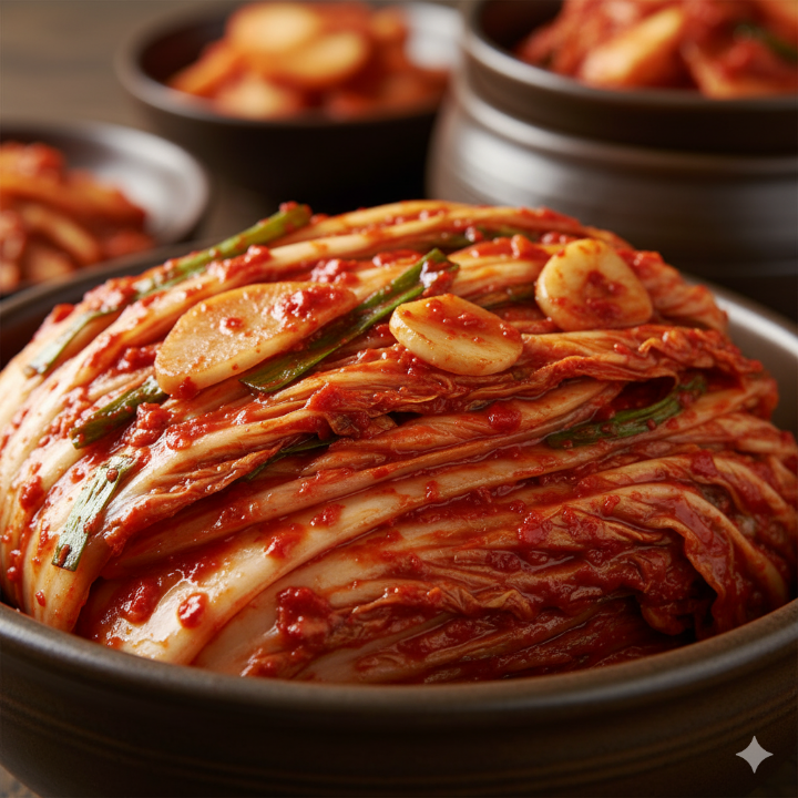 빨갛게 잘 익은 김치 접사 사진