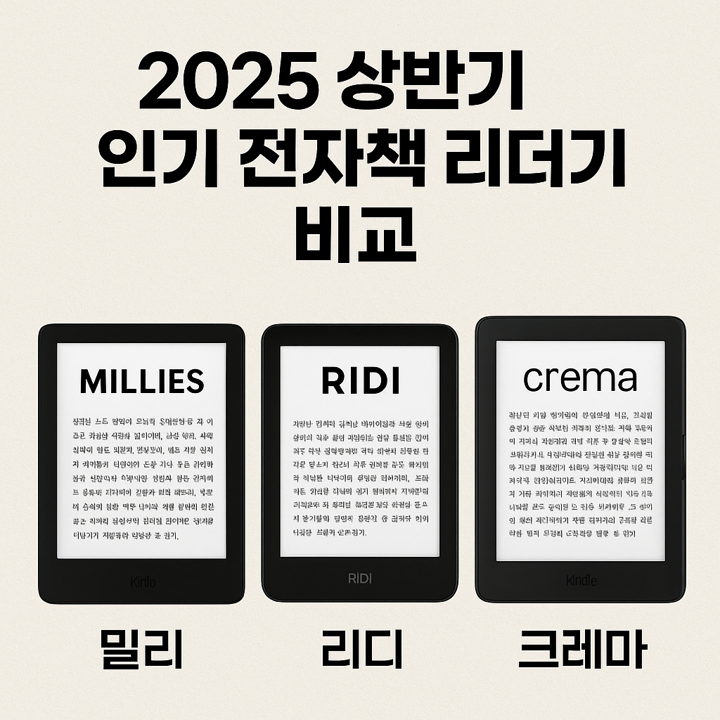 📚 2025 상반기 인기 전자책 리더기 비교 (밀리 vs 리디 vs 크레마)