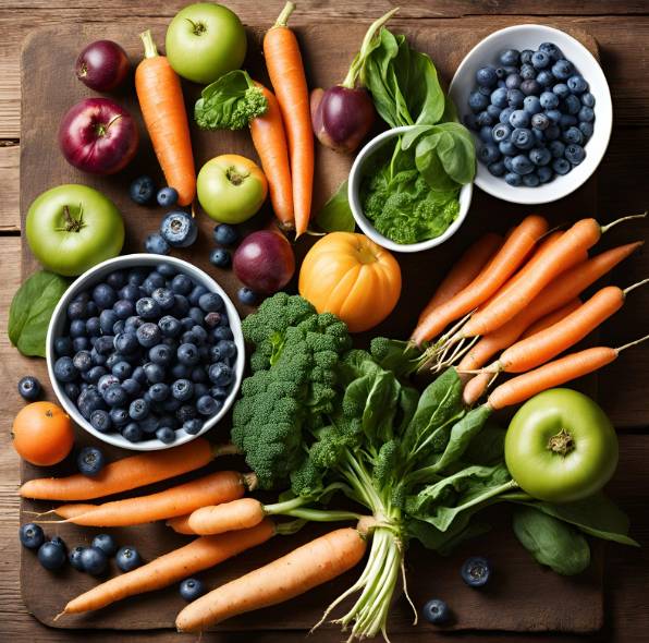 눈 건강에 좋은 다양한 음식들을 보여주는 사진