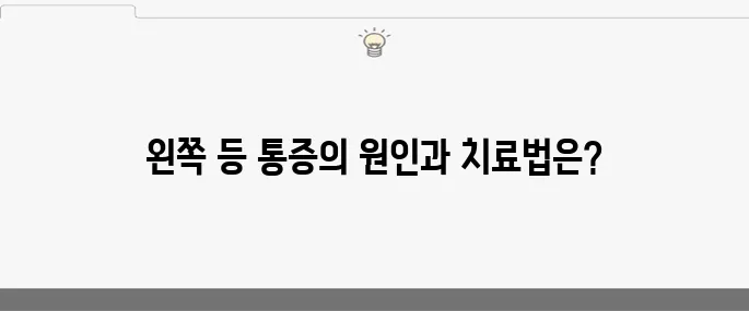 왼쪽 등 통증의 원인 10가지와 효과적인 치료법입니다.